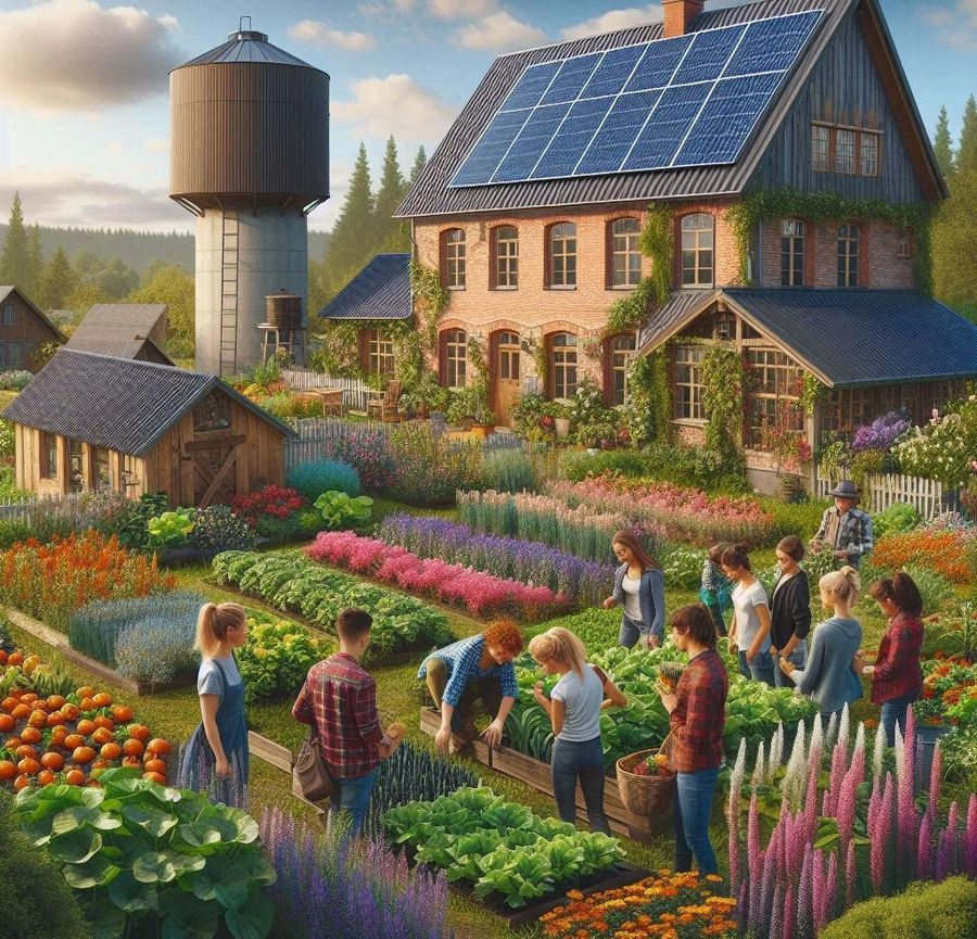 Groupe de personnes cultivant un jardin partagé